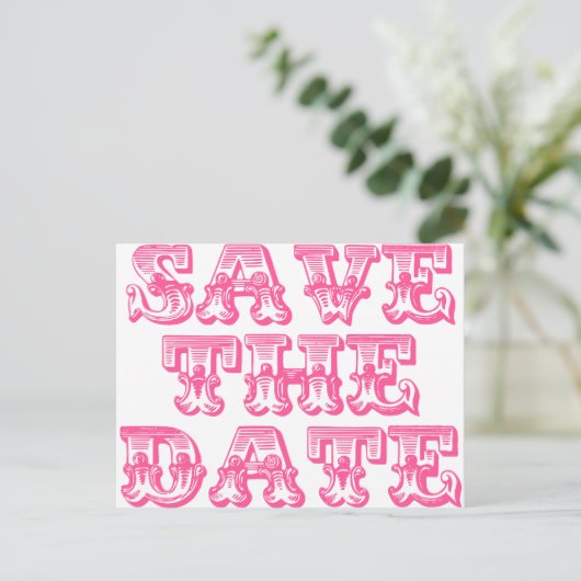 Sla de datum Briefkaarten in Hot Pink/Fuschia (Staand voorkant)