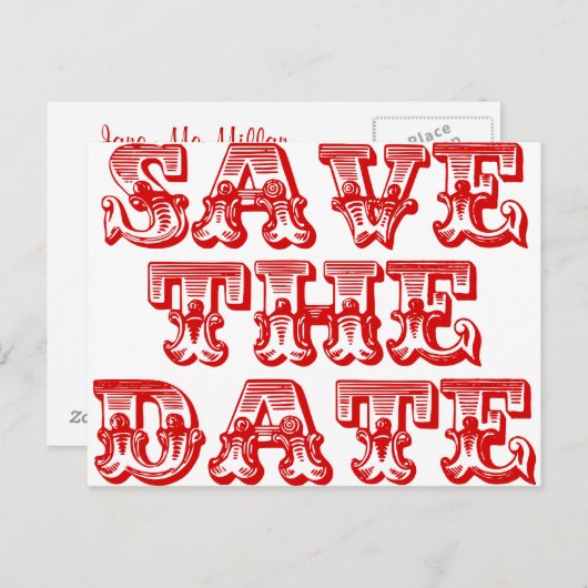 Sla de datum Briefkaarten in rood (Voorkant / Achterkant)