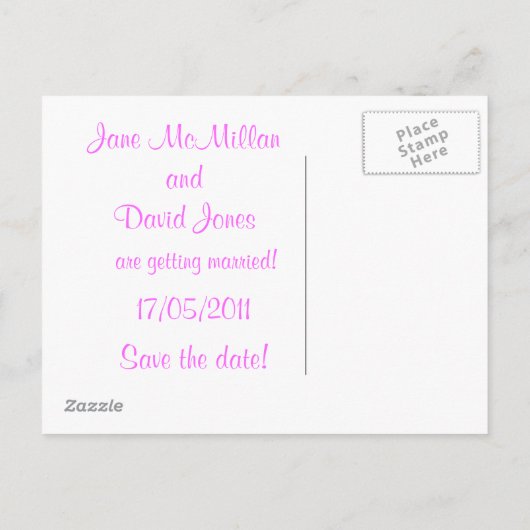 Sla de datum Briefkaarten in roze (Achterkant)