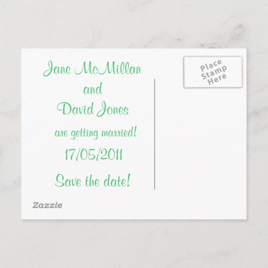 Sla de datum Briefkaarten in Sage Green (Achterkant)