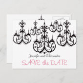 Sla de datum Briefkaarten met kroonluchters (Voorkant / Achterkant)