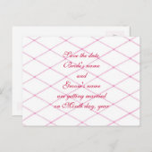 Sla de datum briefkaarten op, Roze gewatteerde kri (Voorkant / Achterkant)