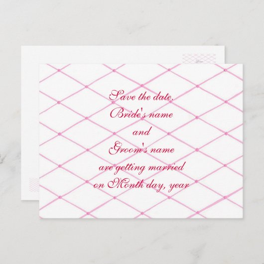 Sla de datum briefkaarten op, Roze gewatteerde kri (Voorkant / Achterkant)