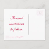 Sla de datum briefkaarten op, Roze gewatteerde kri (Achterkant)