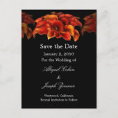 Sla de datum briefkaarten, oranje calla lelies aankondigingskaart (Voorkant)