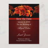 Sla de datum briefkaarten, oranje calla lelies aankondigingskaart (Voorkant)