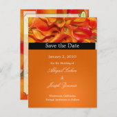 Sla de datum briefkaarten, oranje calla lelies aankondigingskaart (Voorkant / Achterkant)