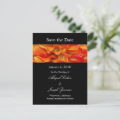 Sla de datum briefkaarten, oranje calla lelies aankondigingskaart (Staand voorkant)