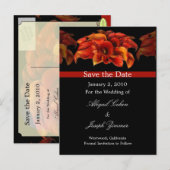 Sla de datum briefkaarten, oranje calla lelies aankondigingskaart (Voorkant / Achterkant)