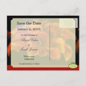 Sla de datum briefkaarten, oranje calla lelies aankondigingskaart (Achterkant)