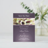 Sla de datum briefkaarten, paarse calla lelies aankondigingskaart (Staand voorkant)