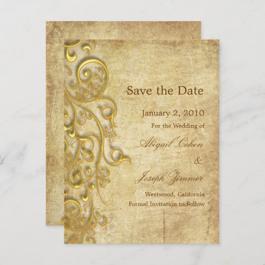 Sla de datum briefkaarten, sierwervels aankondigingskaart (Voorkant / Achterkant)