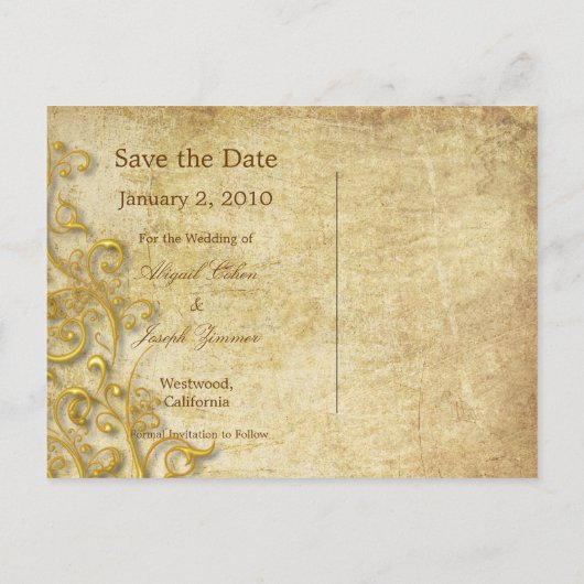 Sla de datum briefkaarten, sierwervels aankondigingskaart (Achterkant)