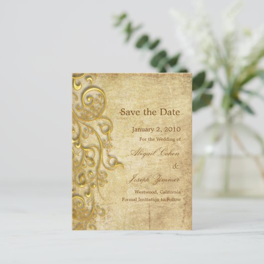 Sla de datum briefkaarten, sierwervels aankondigingskaart (Staand voorkant)