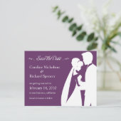 Sla de datum bruid & bruidegom pruik bruiloft Brie Aankondigingskaart (Staand voorkant)