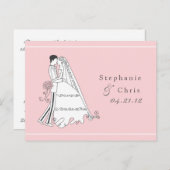 Sla de datum bruid en bruidegom 01 aankondigingskaart (Voorkant / Achterkant)