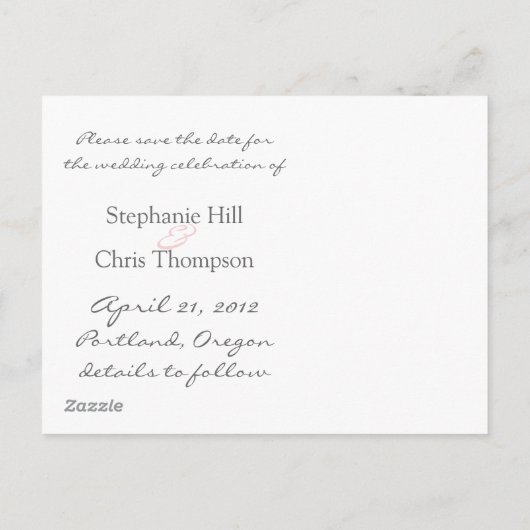 Sla de datum bruid en bruidegom 01 aankondigingskaart (Achterkant)