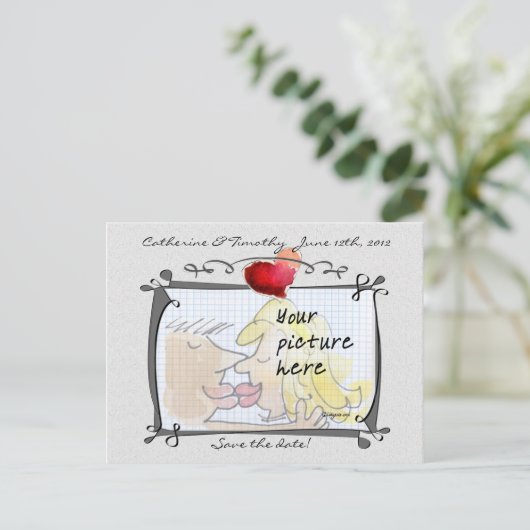 Sla de datum bruiloft aangepaste foto Briefkaarten (Staand voorkant)