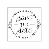 Sla de datum bruiloft aankondiging elegant script rubberstempel (Afrduk)