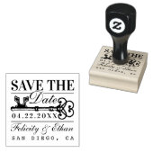 Sla de datum bruiloft  Antiek sleutel op Rubberstempel (Gestempeld)