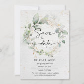 Sla de datum bruiloft bloemen minimalistisch groen kaart (Voorkant)