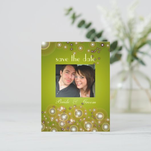 Sla de datum, bruiloft foto briefkaarten (Staand voorkant)