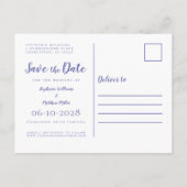 Sla de datum bruiloft foto Modern Periwinkle blauw Aankondigingskaart (Achterkant)