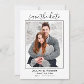 Sla de datum bruiloft foto zwart-wit kaart (Voorkant)