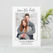 Sla de datum bruiloft foto zwart-wit kaart (Staand voorkant)