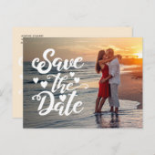 Sla de datum bruiloft handgeschreven script foto briefkaart (Voorkant / Achterkant)