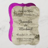 Sla de datum bruiloft handschrift kaart (Voorkant / Achterkant)