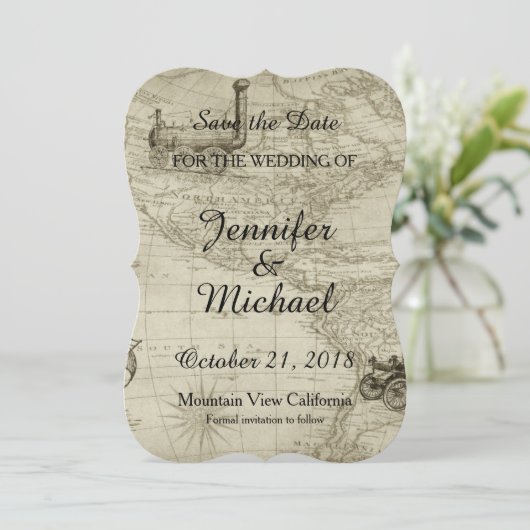 Sla de datum bruiloft handschrift  kaart (Staand voorkant)