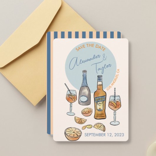 Sla de datum Bruiloft Italiaanse aperol spritz Ora