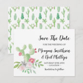 Sla de datum bruiloft Kaart Cactus geschilderde ko (Voorkant / Achterkant)