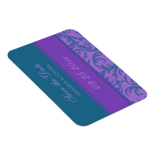 Sla de datum bruiloft magneet Blauwgroen pruim (Rechterzijde)