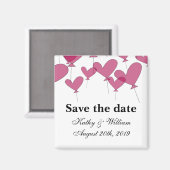 Sla de datum bruiloft magneet | Rode hartballonnen (Voorkant / Achterkant)