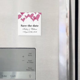 Sla de datum bruiloft magneet | Rode hartballonnen