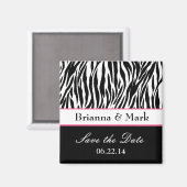 Sla de datum bruiloft magneet zwart wit en roze (Voorkant / Achterkant)