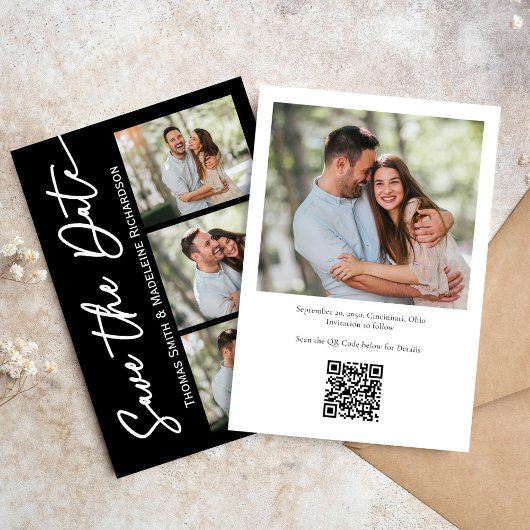 Sla de datum bruiloft moderne minimalistische foto kaart