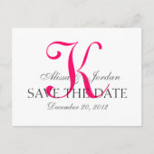 Sla de datum bruiloft Monogram aankondiging roze (Voorkant)