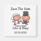 Sla de datum bruiloft paar cartoon magneet (Voorkant)