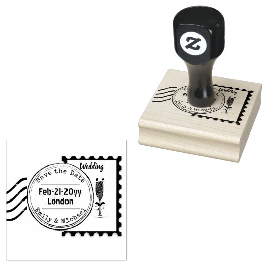 Sla de Datum Bruiloft Rubber Stamp Verzendstijl 3  Rubberstempel (Gestempeld)