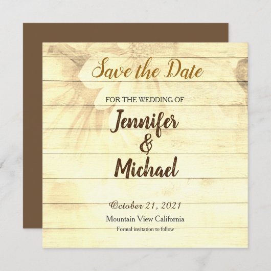 Sla de datum Bruiloft Sepia Bruine Matte Elegant Save The Date (Voorkant / Achterkant)