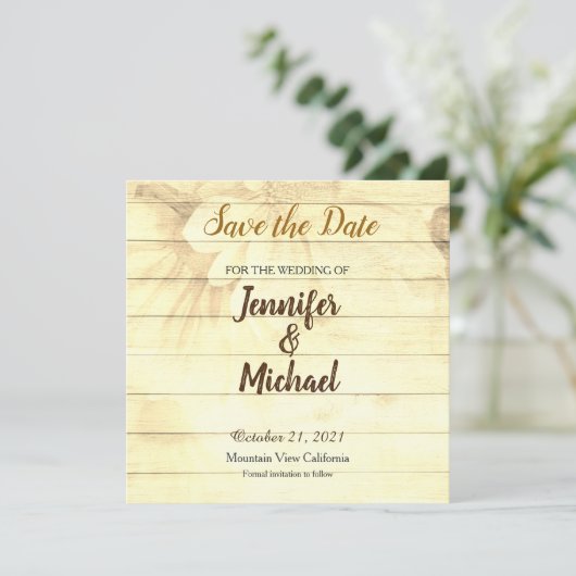 Sla de datum Bruiloft Sepia Bruine Matte Elegant Save The Date (Staand voorkant)