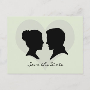Sla de datum bruiloft silhouet Briefkaart