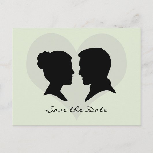 Sla de datum bruiloft silhouet Briefkaart (Voorkant)