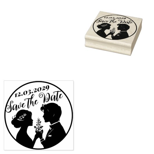 Sla de datum bruiloft stempel met Pas getrouwd paa (Gestempeld)