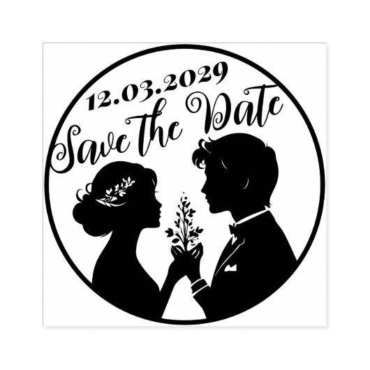 Sla de datum bruiloft stempel met Pas getrouwd paa (Afrduk)