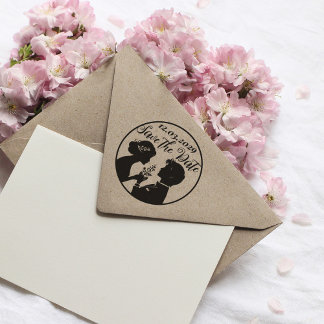 Sla de datum bruiloft stempel met Pas getrouwd paa