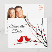 Sla de datum bruiloft Tortelduifjes Photo Post Kaa Aankondigingskaart (Voorkant / Achterkant)